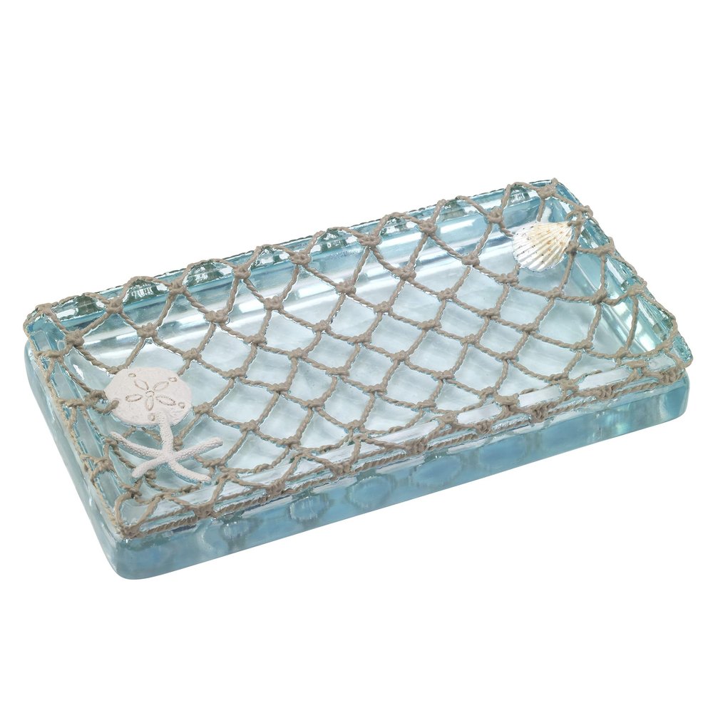 Avanti Linens - Vanity Tray, 100% Hand-Painted Resin Bathroom Accessories, Coastal Home Decor (Seaglass)