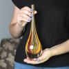 Ca D Oro Small Drop Glass Vase Boho with Red/Yellow Canes Hand Blown Murano-Style Art Glass - Model Tall view 2