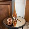 Ca D Oro Small Drop Glass Vase Boho with Red/Yellow Canes Hand Blown Murano-Style Art Glass - Model Tall view 3