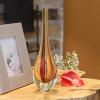 Ca D Oro Small Drop Glass Vase Boho with Red/Yellow Canes Hand Blown Murano-Style Art Glass - Model Tall view 4