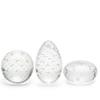 Ca D Oro Set of 3 Small Glass Paperweights with Bubbles Hand Blown Murano-Style Art Glass - Models Flat/Ball/Egg view 1