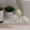 Ca D Oro Set of 3 Small Glass Paperweights with Bubbles Hand Blown Murano-Style Art Glass - Models Flat/Ball/Egg view 2
