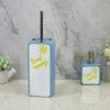 YHHRESINKING Resin Toilet Brush and Holder. Lovely Good Morning with SunshineDesigning. Toilet Bowl Cleaning Brush and Holder Set for Bathroom Storage and Organization (Blue) view 4
