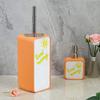 YHHRESINKING Resin Toilet Brush and Holder. Lovely Good Morning with SunshineDesigning. Toilet Bowl Cleaning Brush and Holder Set for Bathroom Storage and Organization (Orange) view 3
