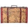 Sutinna Vintage Suitcase, Decorative Treasure Wooden Trunk Antique Leather Suitcase Storage Box Map Portable Nostalgic Storage Box Collection Ornaments view 2