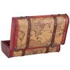 Sutinna Vintage Suitcase, Decorative Treasure Wooden Trunk Antique Leather Suitcase Storage Box Map Portable Nostalgic Storage Box Collection Ornaments view 3