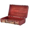 Sutinna Vintage Suitcase, Decorative Treasure Wooden Trunk Antique Leather Suitcase Storage Box Map Portable Nostalgic Storage Box Collection Ornaments view 4