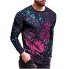 Men Fashion Printed Shirt Blouse, for Spring Autumn Winter Casual Slim Round Neck Top Breathable Comfortable Cotton Crew Neck Sweatshirt Trendy Athletic Pullover Outdoor Sweater Pink view 1