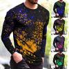 Men Fashion Printed Shirt Blouse, for Spring Autumn Winter Casual Slim Round Neck Top Breathable Comfortable Cotton Crew Neck Sweatshirt Trendy Athletic Pullover Outdoor Sweater Pink view 2