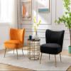 CIMOTA Velvet Accent Chairs Set of 2 Modern Armless Slipper Wingback Single Sofa Side Comfy Corner Chair with Golden Legs for Living Room Bedroom, Orange view 4