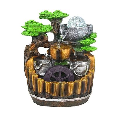YKHB Tabletop Fountain Resin Tabletop Fountain Indoor Rockery Fountain with LED Ball and Humidifier Suitable for Office Home Decoration Best Gift