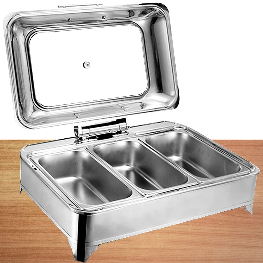 IELSH Stainless Steel Chafing Dishes Electric Food Warmer for Buffet, 9L Rectangular Chafer Chafing Dish with Glass Visible Lid for Buffets, Banquets, House Parties, 110V