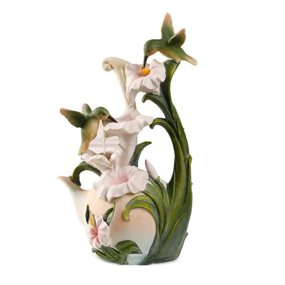 YKHB Tabletop Fountain Tabletop Fountain Resin Flower-Shaped Desktop Fountain Humidifier Water Features Ornaments Crafts 11.82/16.54 Inches Best Gift (Color : A)