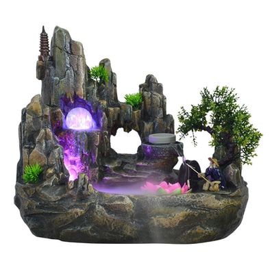 YKHB Tabletop Fountain Tabletop Fountain Creative Resin Desktop Fountain Humidifier Fish Pond Indoor Feng Shui Rockery Fountain Decor Best Gift (Color : 43x38cm)