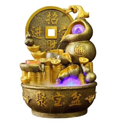YKHB Tabletop Fountain Tabletop Fountain Resin Gourd Desktop Fountain Indoor Waterfalls Crystal Ball Office Home Decor 15.5 Inches High Best Gift