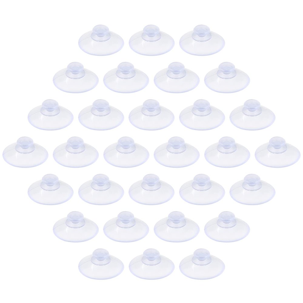 Qjaiune 30 Pack Glass Table Suction Cups - 20mm Rubber Suckers Without Hooks, Anti-Collision, Clear Plastic Desk Suction Pads