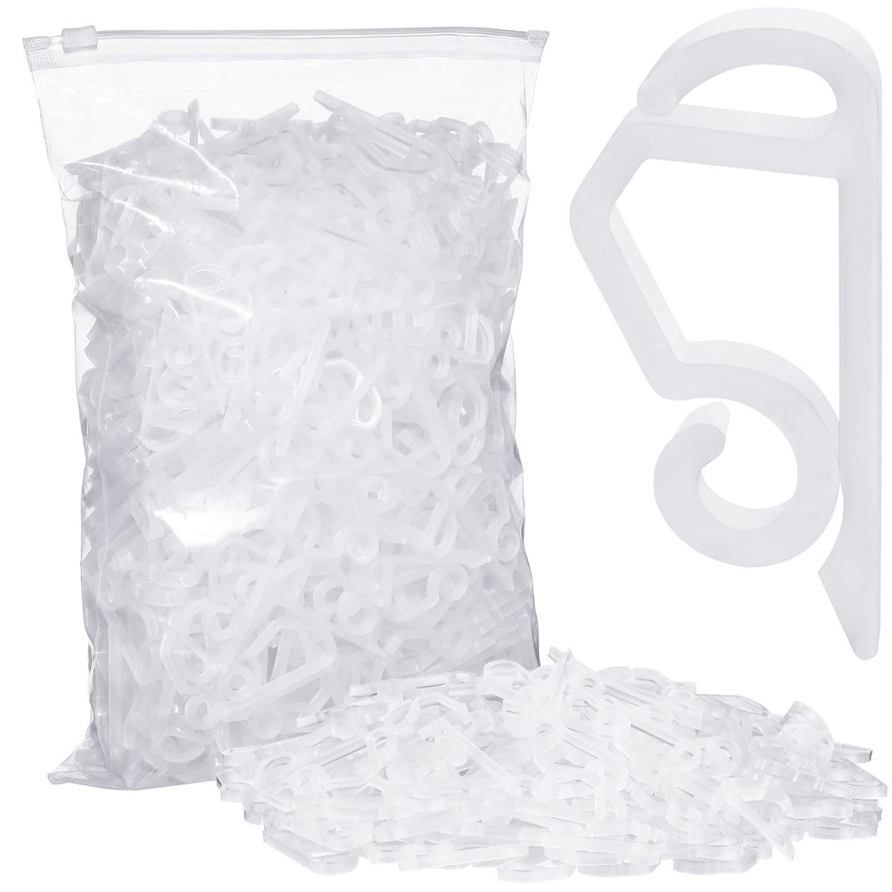Marsui 400 Pieces Christmas Light Clips Outdoor Gutter Hooks Plastic Seasonal Weatherproof Clips Holiday Fence Hooks for Christmas Roof Tree Outside Hanging String Lights (White)