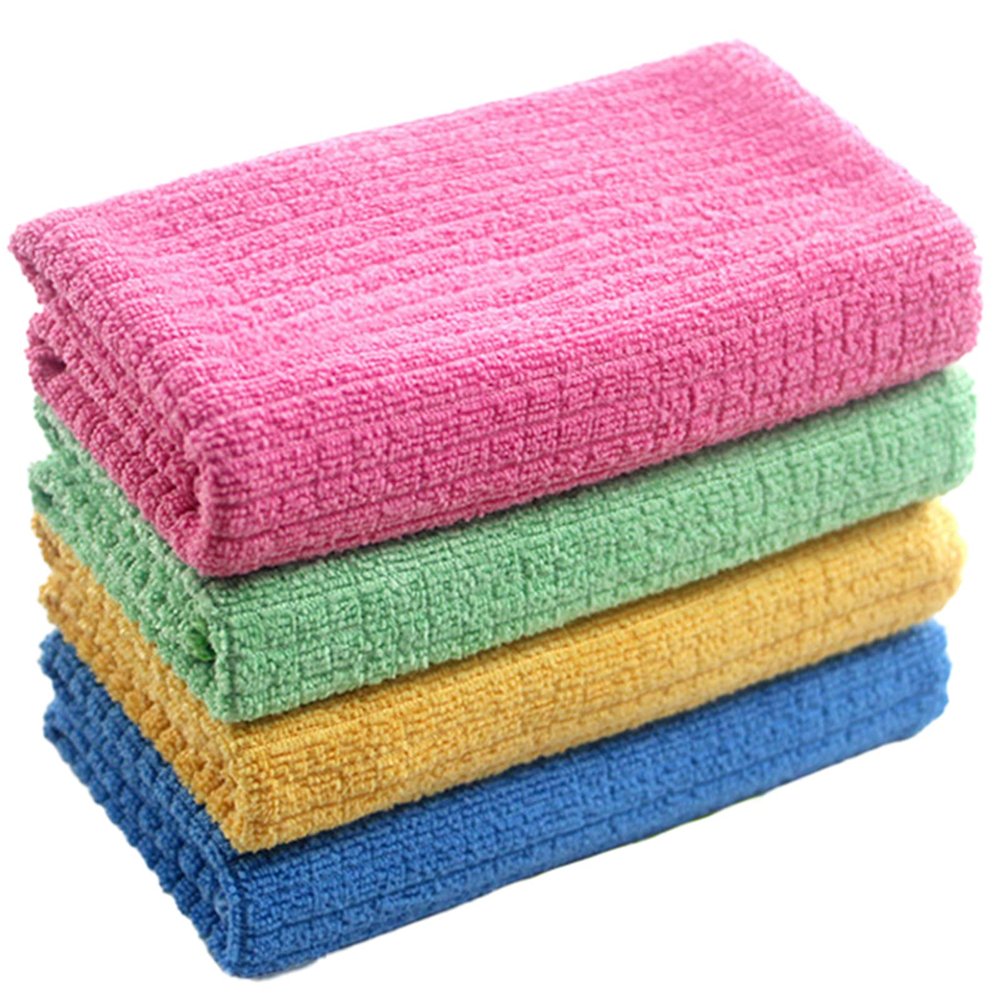 VALINK Microfiber Cleaning Rag, 4PCs Reusable Streak Free Cleaning Rag Cleaning Cloths for Glass Floor Polish Dust Multifunctional