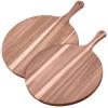 2 Pcs Round Wood Cutting Board Pizza Charcuterie Boards 16" x 12" Acacia Serving Board Wooden Peel Cheese Paddle with Handle Kitchen Gift for Home Food Baking Cheese Fruits Vegetables Bread view 1