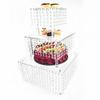 3 Tier Clear Acrylic Crystal Beaded Cake Stand Cupcake Tower Platter Dessert Display Rack Square Chandelier Cake Shelf Set with Dangling Crystal for Wedding Display Party Birthday Decoration Stackable view 1