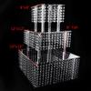 3 Tier Clear Acrylic Crystal Beaded Cake Stand Cupcake Tower Platter Dessert Display Rack Square Chandelier Cake Shelf Set with Dangling Crystal for Wedding Display Party Birthday Decoration Stackable view 2