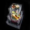 3 Tier Clear Acrylic Crystal Beaded Cake Stand Cupcake Tower Platter Dessert Display Rack Square Chandelier Cake Shelf Set with Dangling Crystal for Wedding Display Party Birthday Decoration Stackable view 3