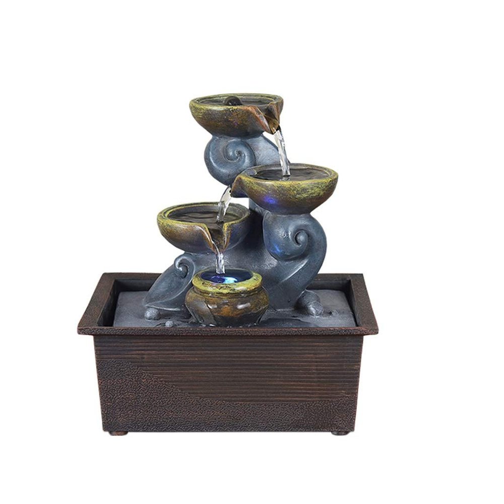 YKHB Tabletop Fountain Tabletop Fountain Resin Desktop Fountain Indoor Water Fountain Humidifier Meditation Decoration 9.25 Inches Best Gift