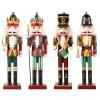 SurpriseSeptember 4PCS Christmas Nutcrackers Ornaments Set, Traditional Painted Wooden Nutcracker Soldiers Doll, 12 inch Nutcracker Figures Holiday Party Tabletop Christmas Decorations view 1