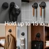 Yukrilt 8-Pack Adhesive Wall Hooks for Bathroom Kitchen Towels Coats, Black view 2