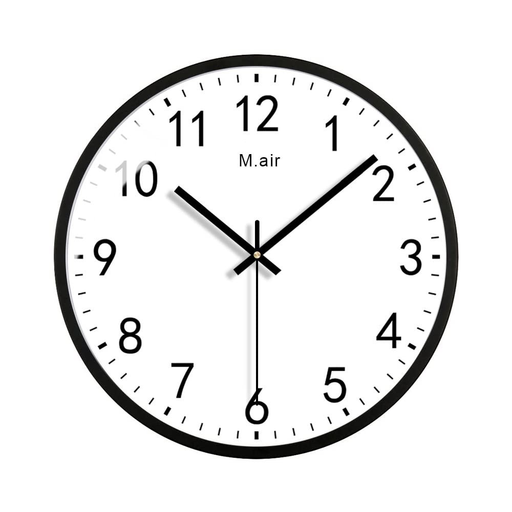BcofoA Ultra-Quiet Wall Clock Living Room Clock Home Cartoon Creative Children's Room Wall Watch Nordic Minimalist Bedroom Wall Clock 12 inches (Color : Simple Black Shell)