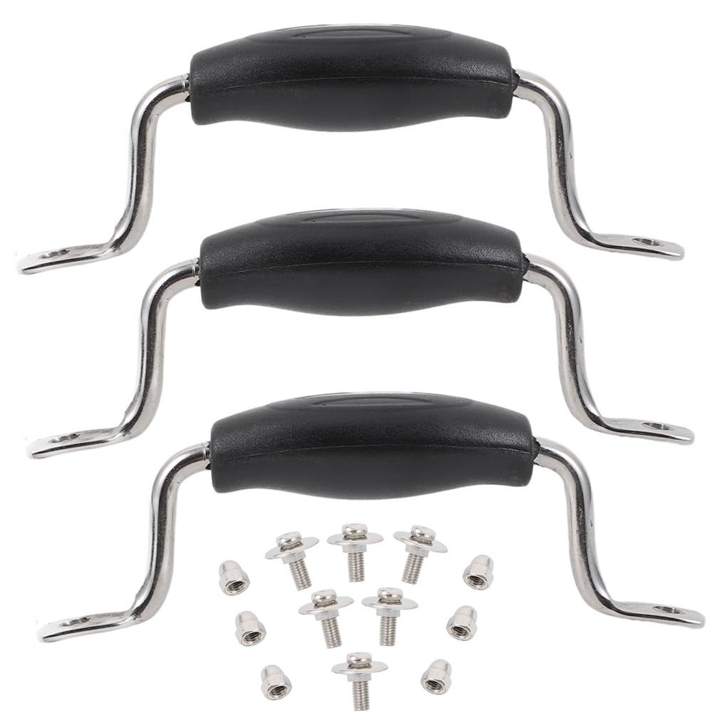 1 Set Pot Lid Replacement Knobs Pan Lid Handle Grips Stainless Steel Pot Cover Grips Holding Handles with Screws 2 Holes for Kitchen Cookware Parts Black