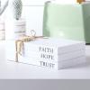 3 Piece Decorative Books Set White Home Decor Coffee Table Decor Rustic Stacked Decorative Books Stacked for Home Coffee Tables Shelves Stack Farmhouse(Positive Style) view 4