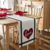 Valentine's Day Luxury Table Runners 70 Inches Long, Valentine Red Love Heart Simple Black Line Cotton-Linen Table Runner 13x70, Dresser Scarves Durable Washable Tablecloth Modern Decor, Washable view 4