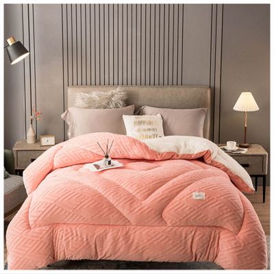 BDMFJY Lamb Velvet Fabric Winter Quilt, Super Warm Cashmere Quilt, Hygroscopic Breathable Duvet Single Double,Wool Autumn and Winter Thickened Warm Gift Quilt,C,200x230cm(4kg)