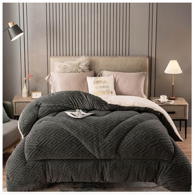 BDMFJY Lamb Velvet Fabric Winter Quilt, Super Warm Cashmere Quilt, Hygroscopic Breathable Duvet Single Double,Wool Autumn and Winter Thickened Warm Gift Quilt,A,200x230cm(4kg)