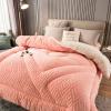 BDMFJY Super Warm Lamb Velvet Fabric Winter Quilt, Cotton Fiber Filled Core, Double-Sided Thick Breathable Winter Warm Quilt, Suitable for Home Use and Gifts,Pink,200x230cm(4kg) view 2