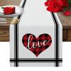 Valentine's Day Luxury Table Runners 90 Inches Long, Valentine Red Love Heart Simple Black Line Cotton-Linen Table Runner 13x90, Dresser Scarves Durable Washable Tablecloth Modern Decor, Washable view 1