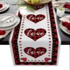 Valentine's Day Luxury Table Runners 70 Inches Long, Valentine Red Love Heart Red Plaid Cotton-Linen Table Runner 13x70, Dresser Scarves Durable Washable Tablecloth Modern Decorations, Washable view 1