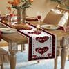 Valentine's Day Luxury Table Runners 70 Inches Long, Valentine Red Love Heart Red Plaid Cotton-Linen Table Runner 13x70, Dresser Scarves Durable Washable Tablecloth Modern Decorations, Washable view 3