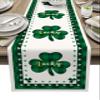 St Patrick Day Luxury Table Runners 72 Inches Long, Saint Irish Decor Green Lucky Clover Leaf Cotton-Linen Table Runner 13x72, Dresser Scarves Durable Washable Shamrock Tablecloth Modern Decorations view 1
