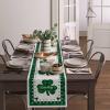 St Patrick Day Luxury Table Runners 72 Inches Long, Saint Irish Decor Green Lucky Clover Leaf Cotton-Linen Table Runner 13x72, Dresser Scarves Durable Washable Shamrock Tablecloth Modern Decorations view 4