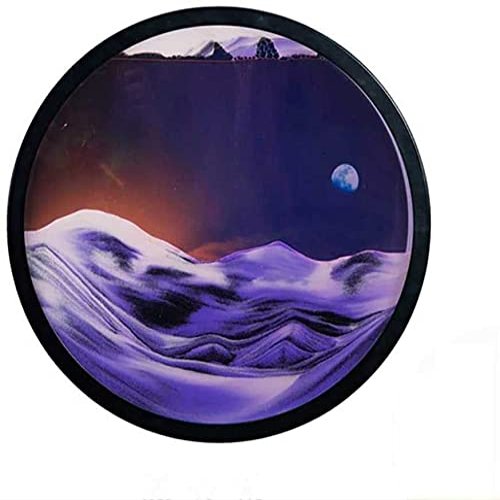 HIMFL 3D Deep Sea Sandscape in Motion Display Flowing Sand Frame Moving Sand Art Picture Relaxing Desktop Home Office Decor