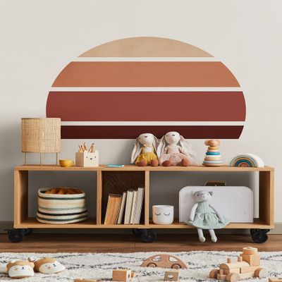 Retro Rising Sun Vinyl Peel and Stick Wall Sticker (Medium, Desert Sand)