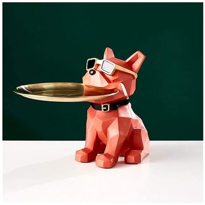 Decorative Trays for Coffee Table, Premium Dog Style Key Tray for Entryway Table, Jewelry Organizer Tray Home Dcor Living Room Key Phone Coin Watches Candy Bowl (Color : Orange A)