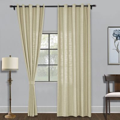 Fcosie Natural Linen Blended Curtains Grommet Room Darkening Drapes Room Divider Curtain Panel Draperies for Farmhouse Wedding Ceremony Party Window Decor (1 Panel), 84W x 96L Inch, Gravel