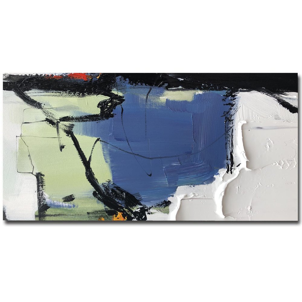 100% Hand-Painted Original Oil Painting Large Canvas Wall Art Canva Abstract Art Wall Art Living Room Wall Art Painting Blue and Green Painting Extra Large Abstract Canvas Art 96X48in Unframed
