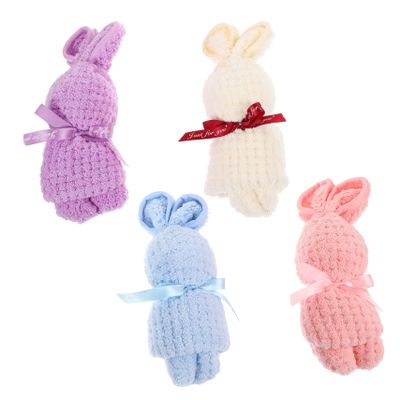 Cabilock 4pcs Cartoon Bunny Hair Drying Towels Adorable Super Absorbent Festival for Boys and Girls Holiday Decor and Practical Use