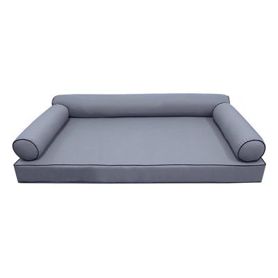 Prolinemax Style 6 - Mattress & Pillow Bolster for Outdoor Indoor Daybed Porch Swing Bed Contrast Trim Queen Size AD001 | Covers ONLY |