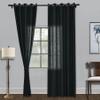 Fcosie Natural Linen Blended Curtains Grommet Room Darkening Drapes Room Divider Curtain Panel Draperies for Farmhouse Wedding Ceremony Party Window Decor (1 Panel), 84W x 96L Inch, Black view 1