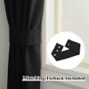 Fcosie Natural Linen Blended Curtains Grommet Room Darkening Drapes Room Divider Curtain Panel Draperies for Farmhouse Wedding Ceremony Party Window Decor (1 Panel), 84W x 96L Inch, Black view 4